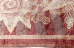 Doris Leslie Blau French Art Deco Vintage Floral Cream Hand-Knotted Wool Rug