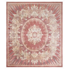 Doris Leslie Blau French Art Deco Vintage Floral Cream Hand-Knotted Wool Rug