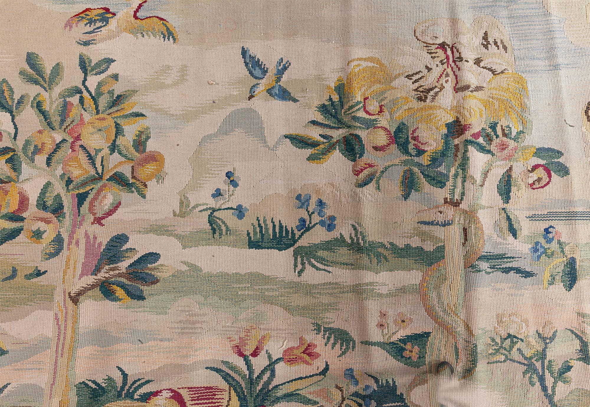 Doris Leslie Blau Alfombra Aubusson francesa Galería Chevalier Paris (Jardín del Edén) Anudado a mano en venta