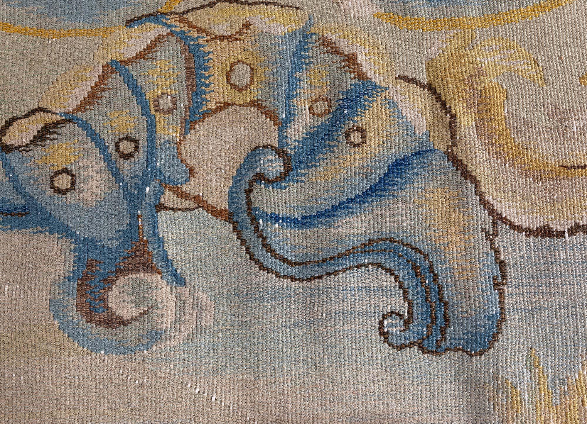 Doris Leslie Blau Alfombra Aubusson francesa Galería Chevalier Paris (Jardín del Edén) Lana en venta