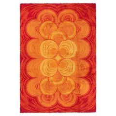 Doris Leslie Blau French Vintage Abstract Burnt Orange Rug Machine-Made