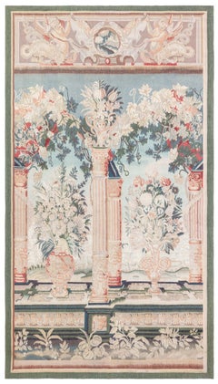 Doris Leslie Blau French Vintage Floral Soft Beige Hand-Knotted Wool Carpet