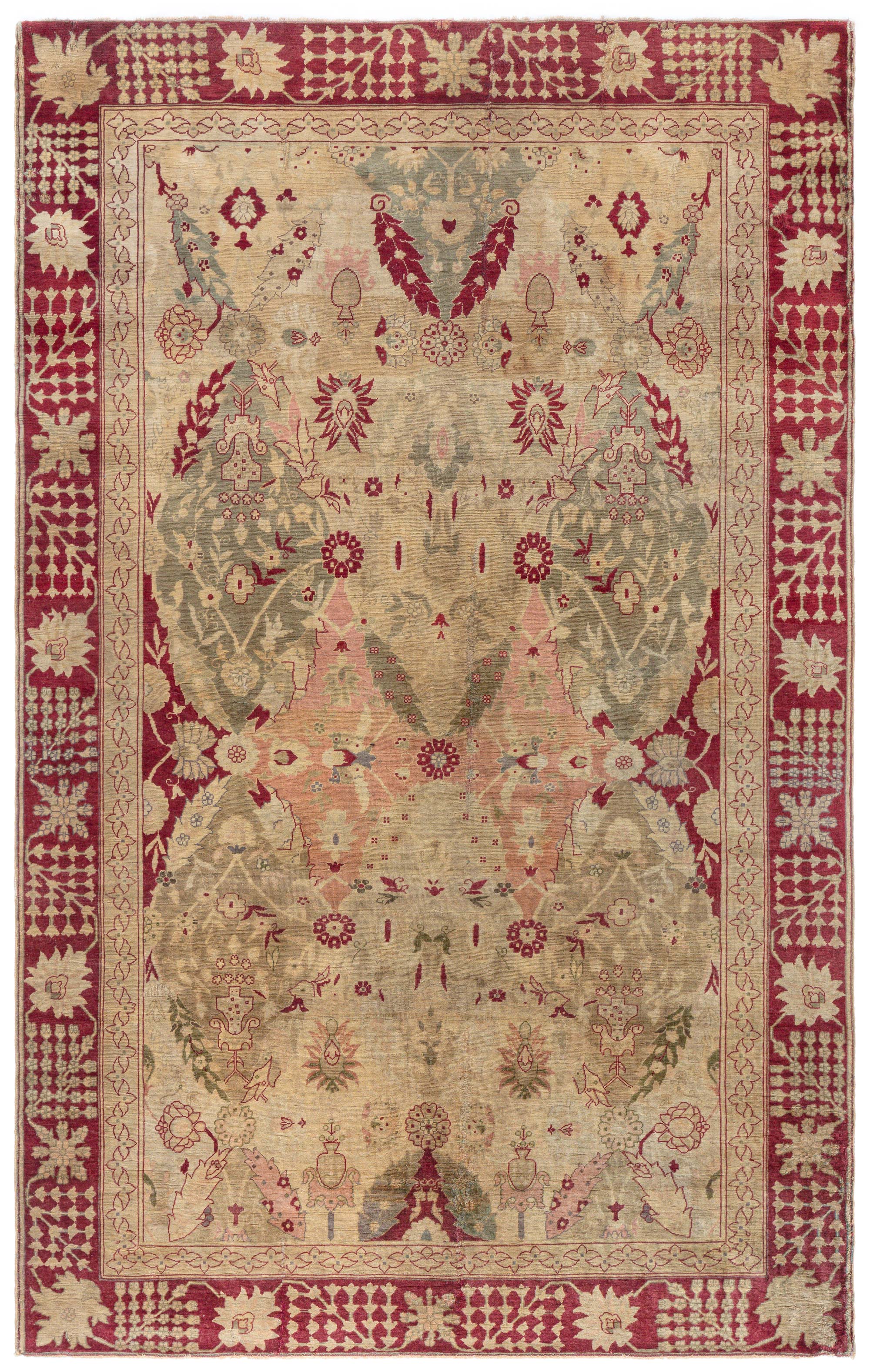 Doris Leslie Blau Hereke Antique Soft Beige Rug - c. 1880 For Sale
