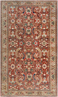 Doris Leslie Blau Heriz Antique Allover Floral Brick Red Rug - c. 1920