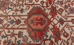 Doris Leslie Blau Heriz Antique Geometric Cream Beige Rug, c. 1920 - c. 1920