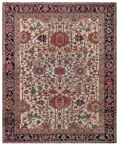 Doris Leslie Blau Heriz Antique Geometric Cream Beige Rug, c. 1920 - c. 1920