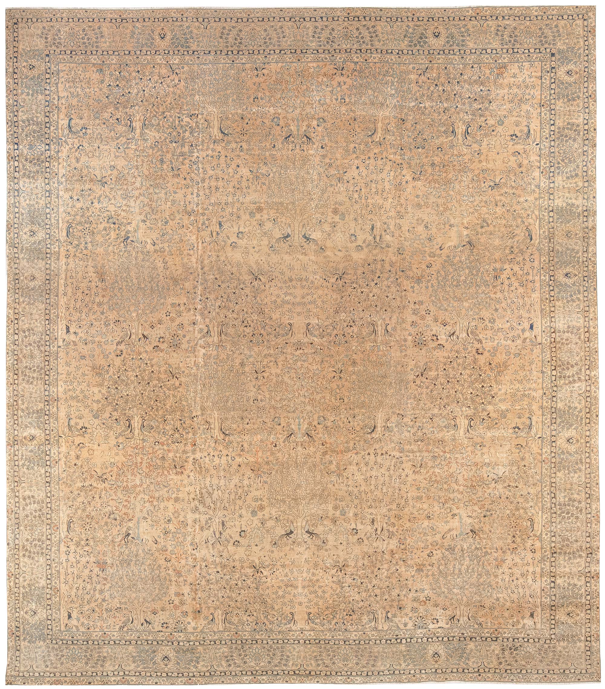 Doris Leslie Blau Indian Antique Allover Oversized Soft Beige Rug - c. 1920