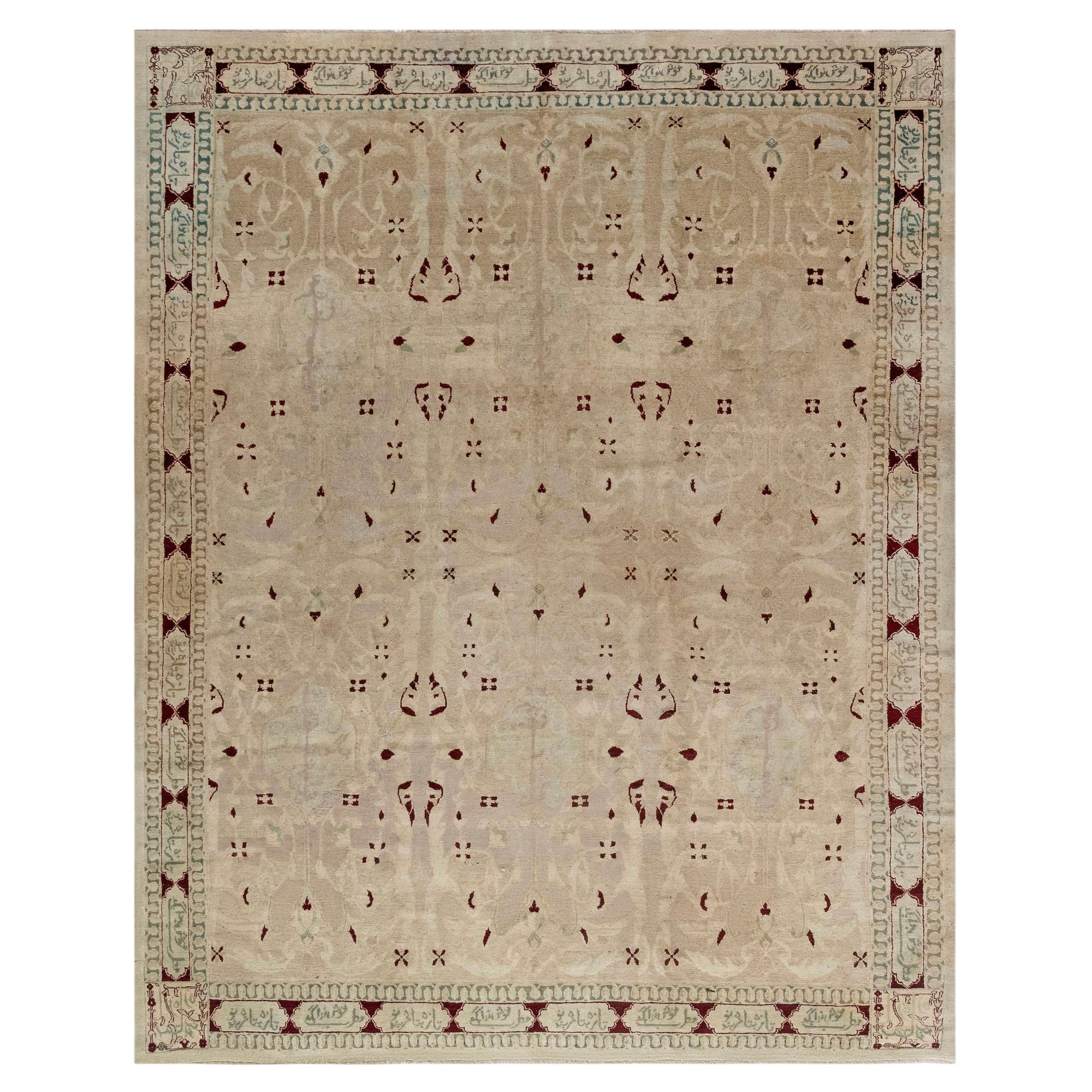 Doris Leslie Blau Indian Antique Allover Rug In Warm Tan - c. 1880 Agra