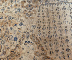 Doris Leslie Blau Indian Antique Floral Oversized Warm Tan Carpet - c. 1900