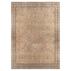 Doris Leslie Blau Indian Antique Floral Oversized Warm Tan Carpet - c. 1900