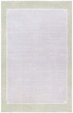Tappeto indiano Dhurrie di Doris Leslie Blau - Tappeto in cotone a tessitura piatta color lavanda, stile metà secolo