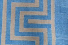 Doris Leslie Blau Indian Dhurrie Vintage Blue Flatweave Cotton Rug Greek Key