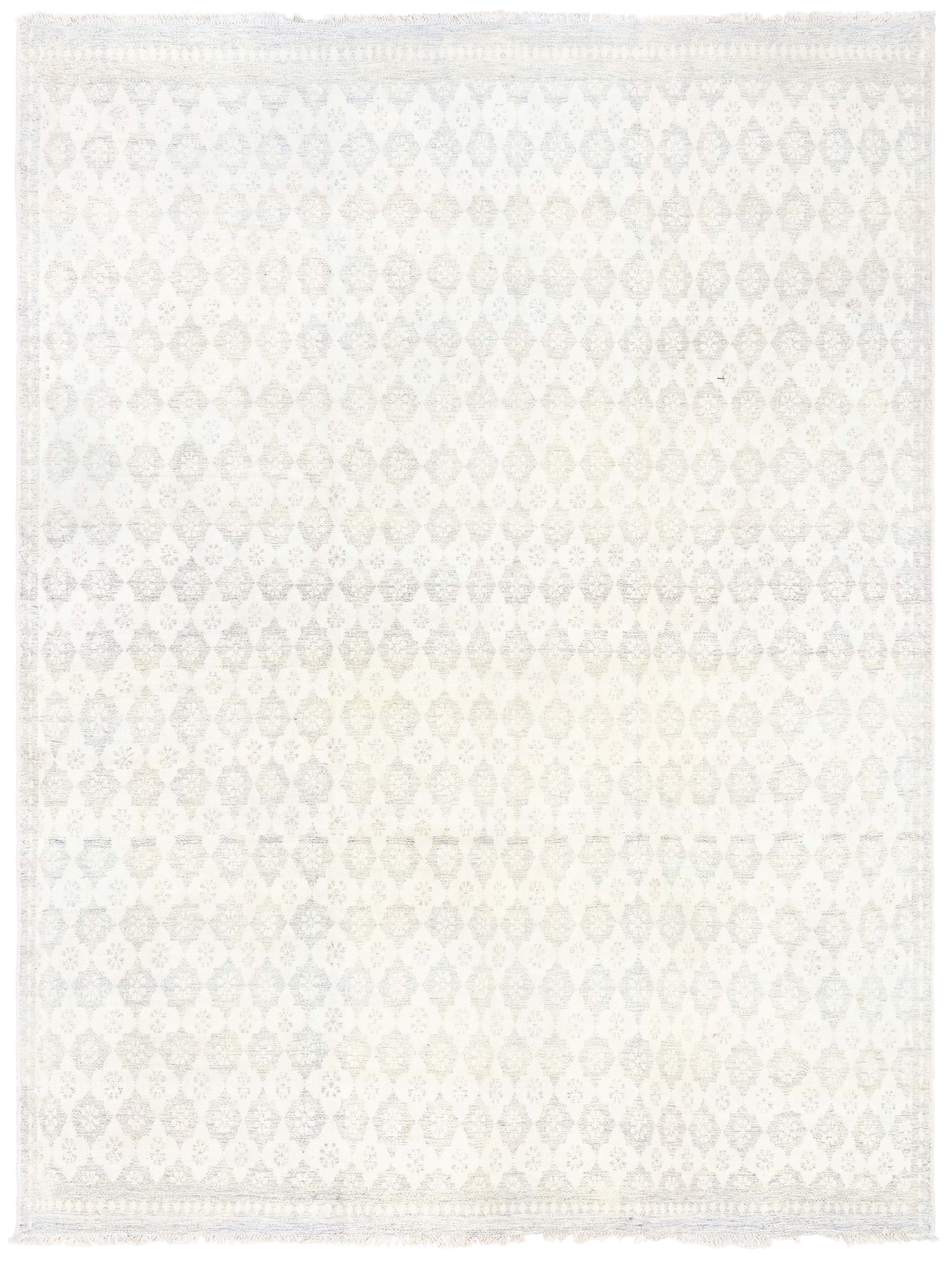 Doris Leslie Blau Indian Vintage Gray With White Flatweave Cotton Rug Agra