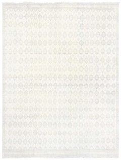 Doris Leslie Blau – Indischer Vintage-Teppich aus Baumwolle, grau mit weißen Elementen, flachgewebt, Agra