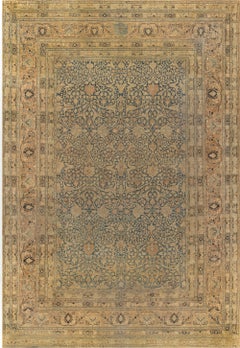 Doris Leslie Blau Khorassan Antique Allover Floral Warm Tan Rug - c. 1920