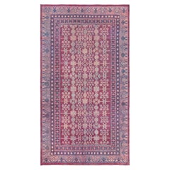 Doris Leslie Blau Khotan Vintage Floral Dusty Rose Hand-Knotted Silk Rug