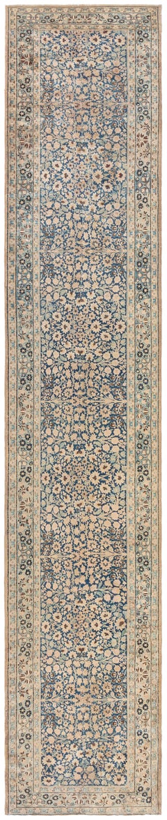 Doris Leslie Blau Kirman Antique Allover Floral Warm Tan Runner - c. 1920