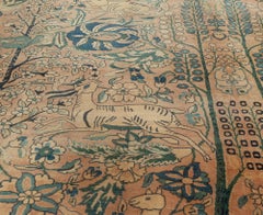 Doris Leslie Blau Kirman Alfombra antigua anudada a mano de color tostado cálido - c. 1900