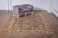 Doris Leslie Blau Kirman Antique Floral Allover Light Beige Rug - c. 1880
