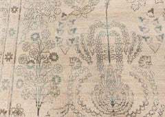 Doris Leslie Blau Kirman Antique Floral Allover Soft Beige Rug - c. 1910