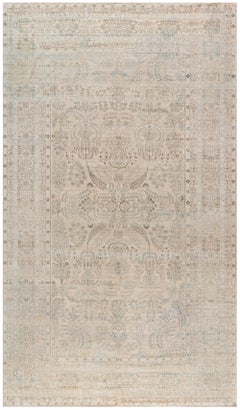 Doris Leslie Blau Kirman Antique Floral Allover Soft Beige Rug - c. 1910
