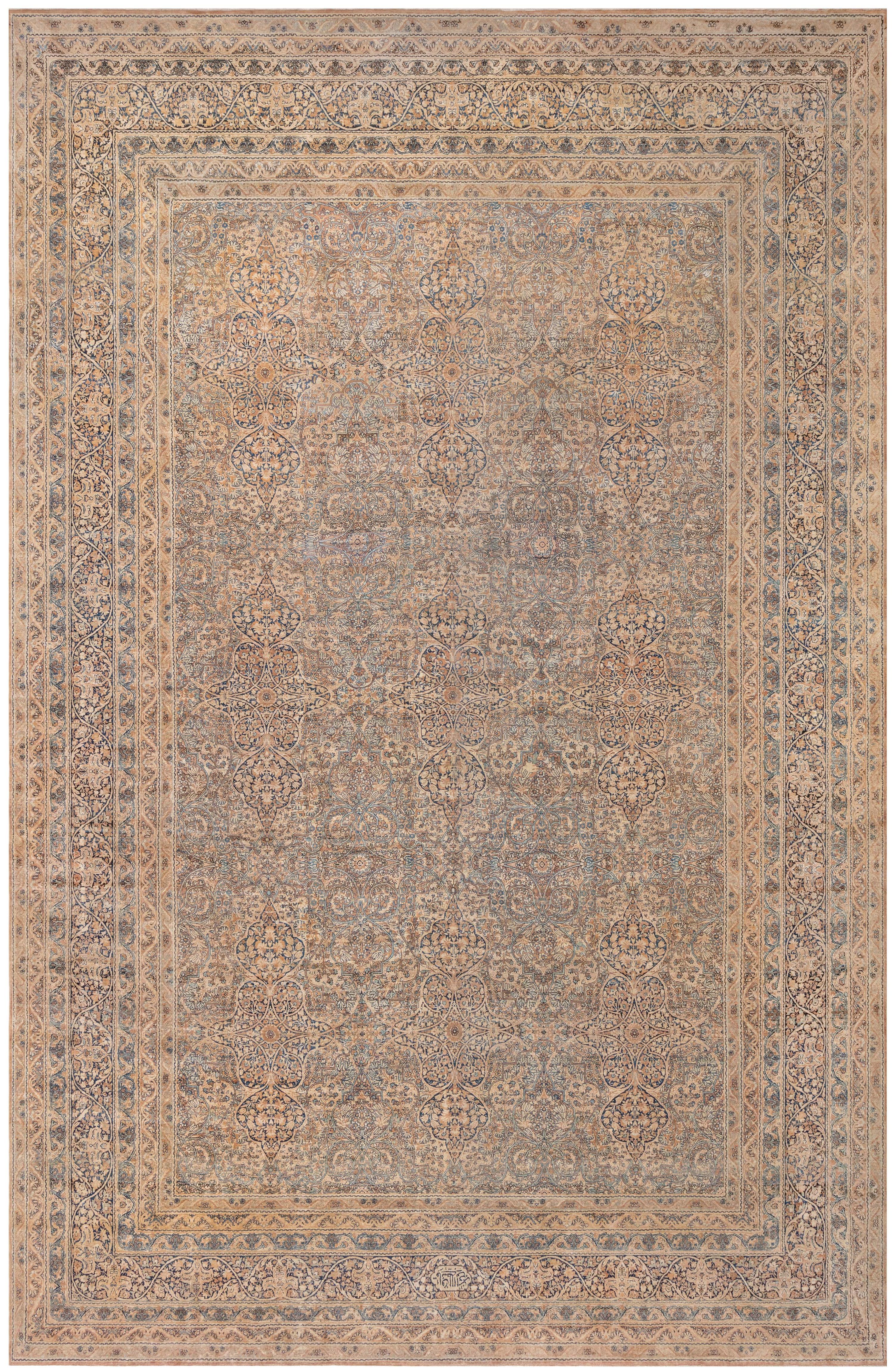Doris Leslie Blau Großer persischer Kirman-Wollteppich aus dem 19. Jahrhundert, handgefertigt