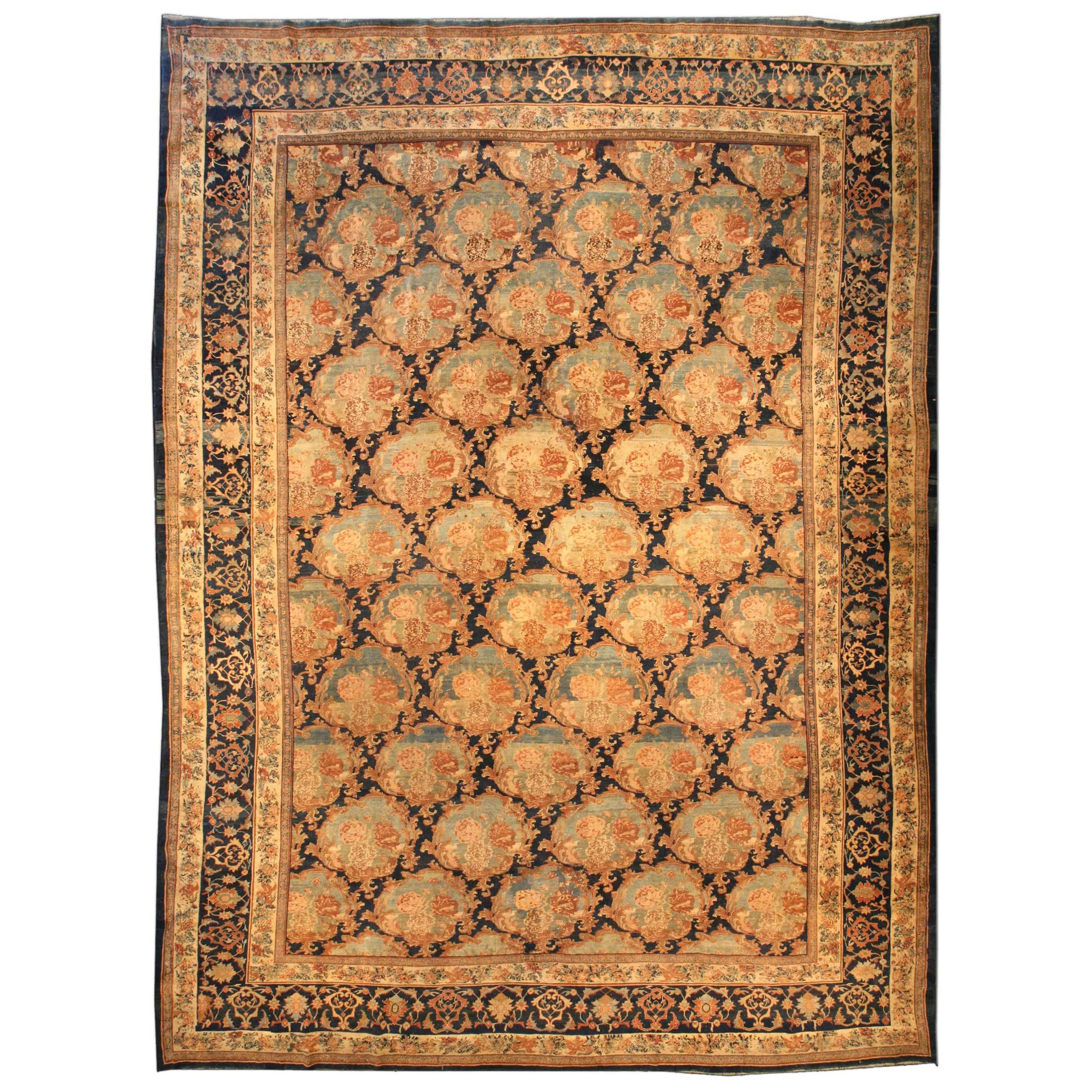 Doris Leslie Blau grand tapis Bidjar Botanic en laine antique ajusté