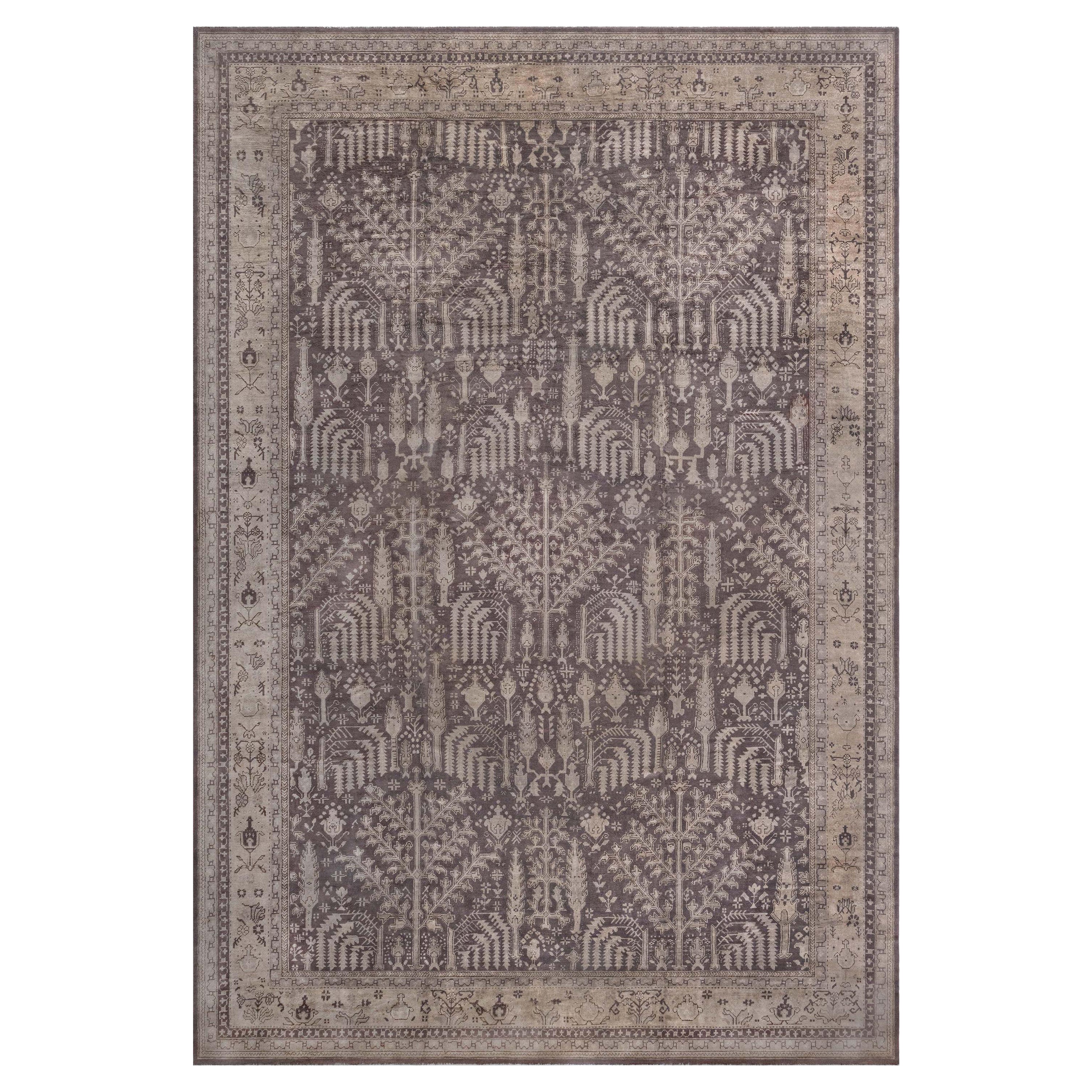 Doris Leslie Blau grand tapis turc ancien Oushak floral fait à la main