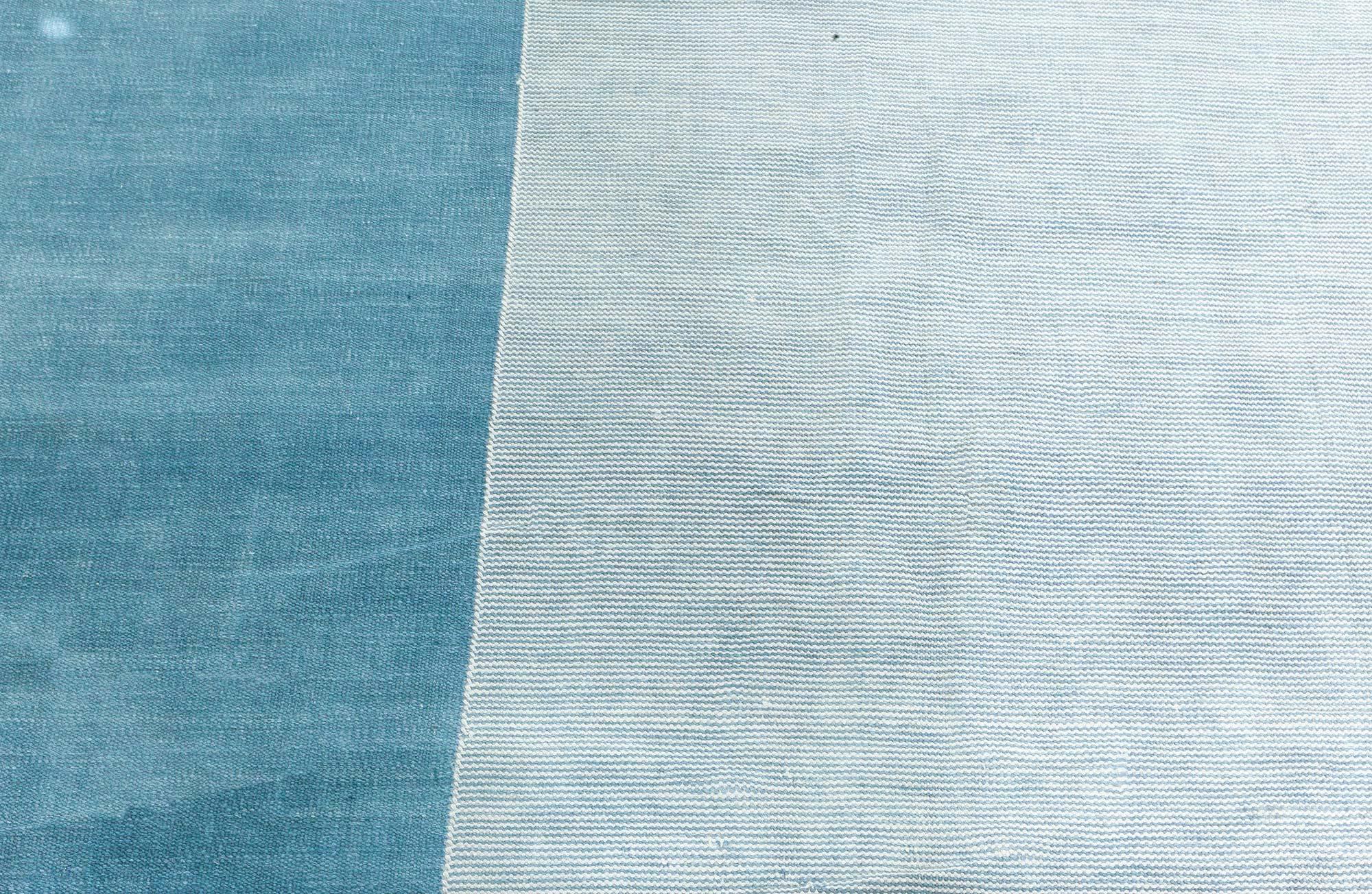 Hand-Woven Doris Leslie Blau Large Vintage Indian Dhurrie Blue Rug For Sale