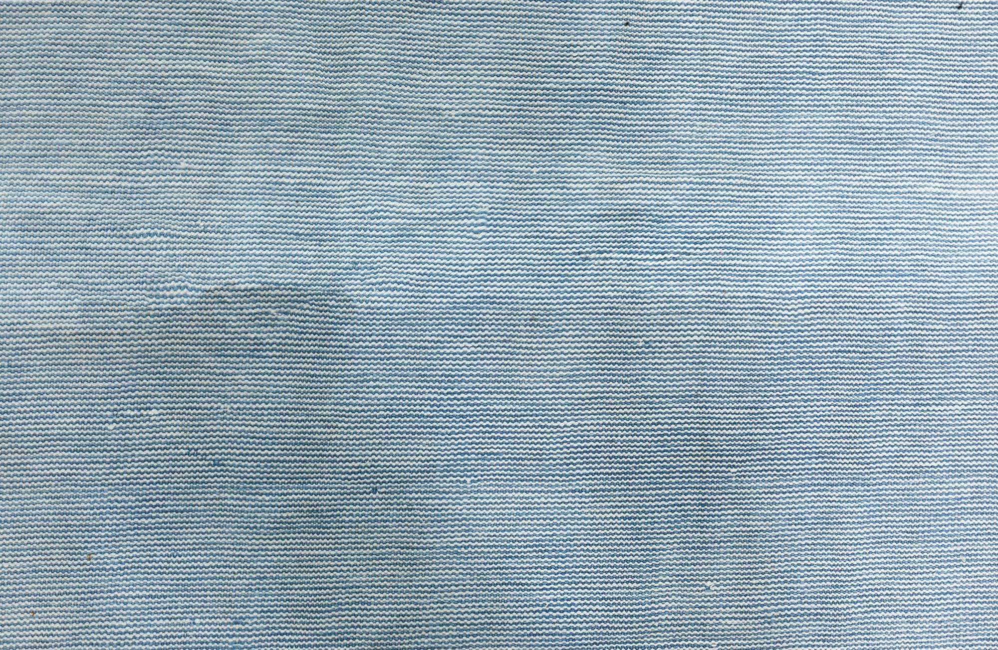 Cotton Doris Leslie Blau Large Vintage Indian Dhurrie Blue Rug For Sale