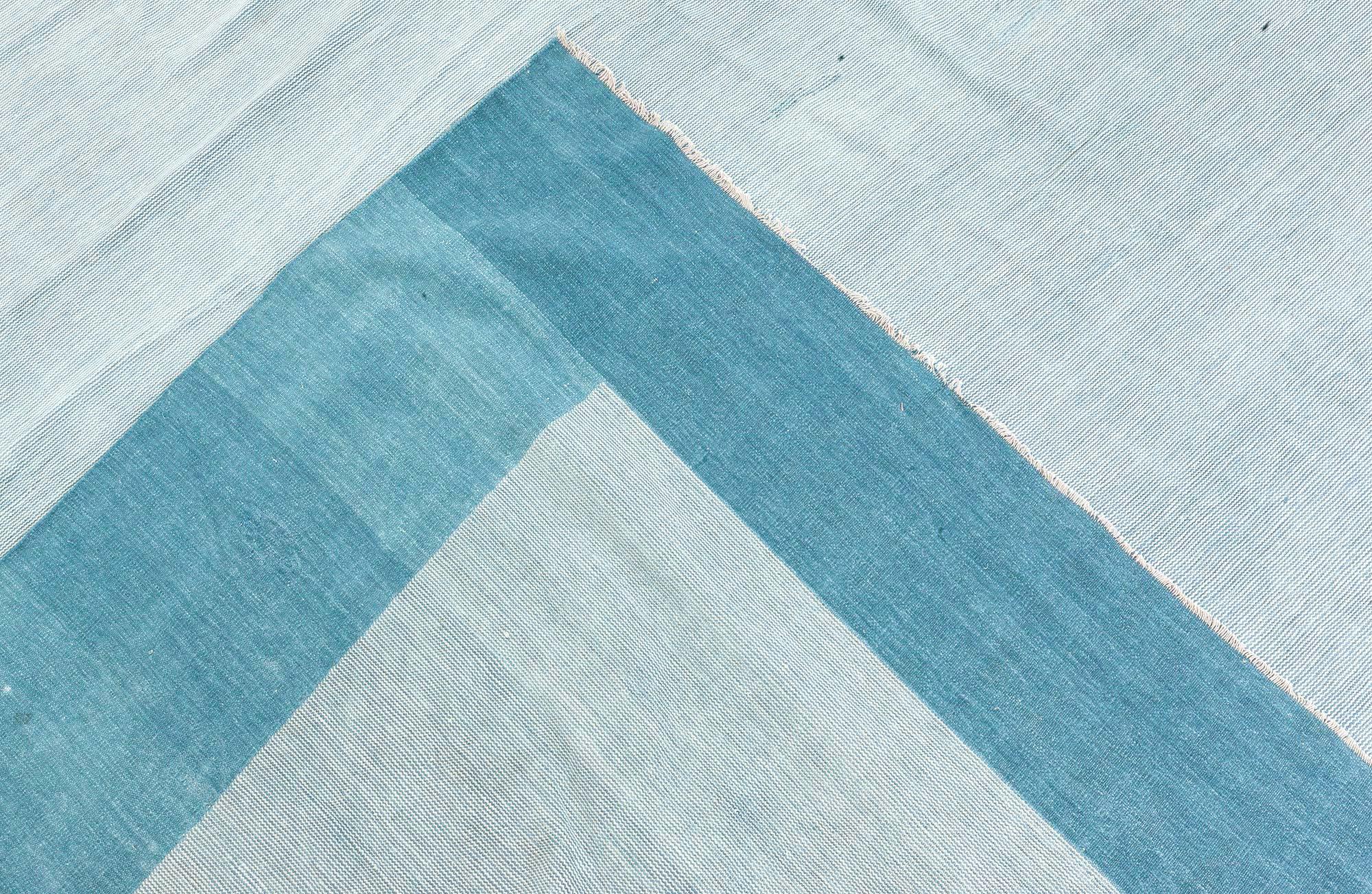 Doris Leslie Blau Large Vintage Indian Dhurrie Blue Rug For Sale 1