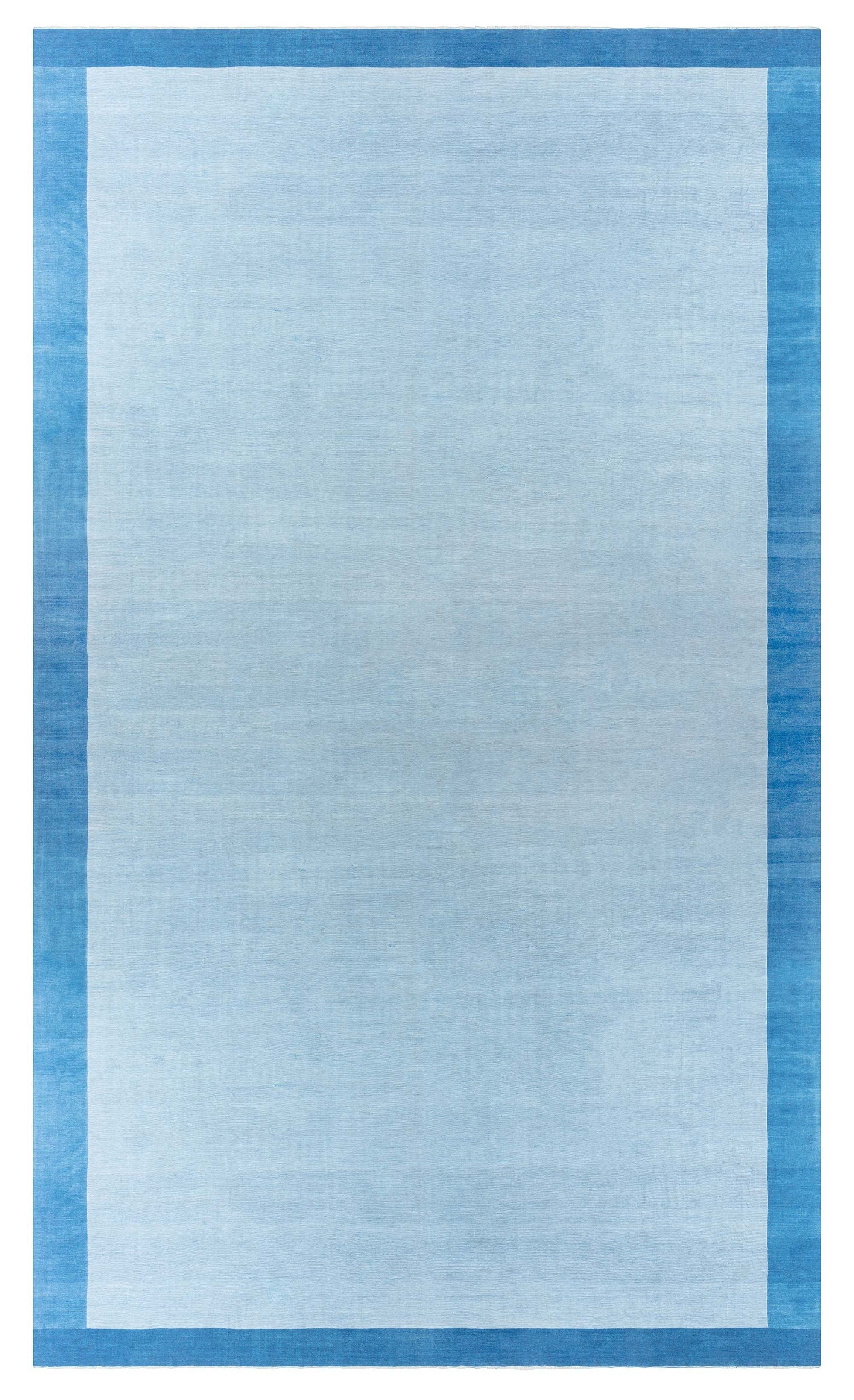 Doris Leslie Blau Large Vintage Indian Dhurrie Blue Rug For Sale