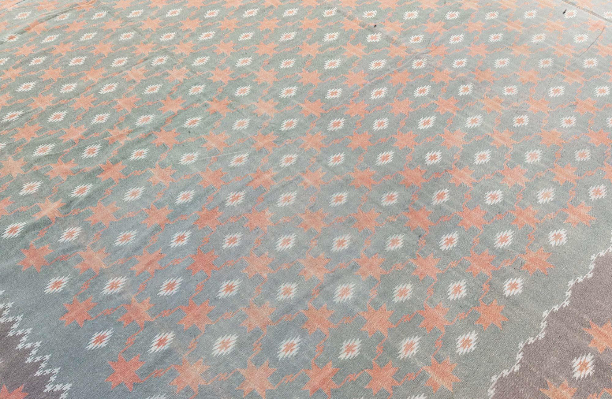 Hand-Knotted Doris Leslie Blau Large Vintage Indian Dhurrie Rug For Sale