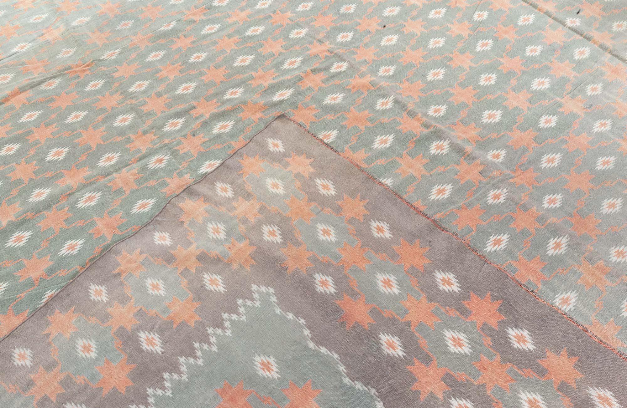 Doris Leslie Blau Large Vintage Indian Dhurrie Rug For Sale 1