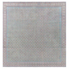 Doris Leslie Blauer großer indischer Dhurrie-Teppich im Vintage-Stil