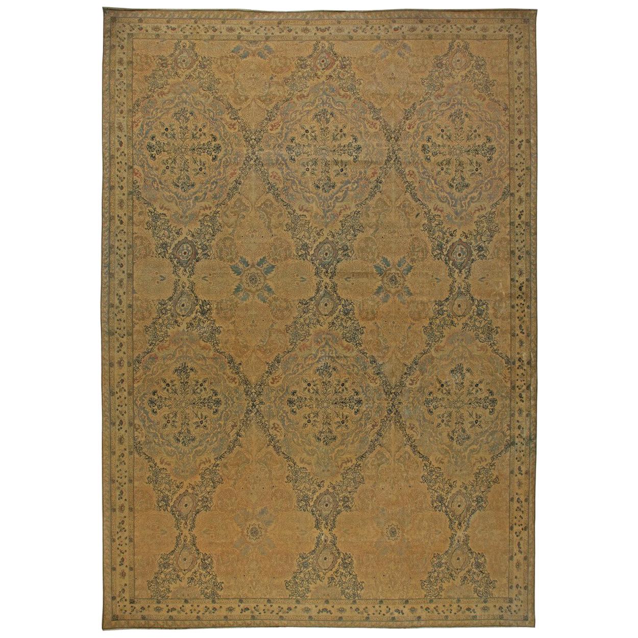 Doris Leslie Blau Grande tappeto indiano vintage in lana fatto a mano