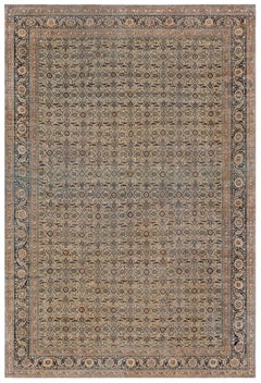 Doris Leslie Blau Luxurious Antique Tabriz Floral Soft Beige Rug - c. 1880