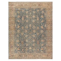 Doris Leslie Blau: lujosa alfombra antigua de Tabriz con motivos florales en tono beige claro - h. 1900