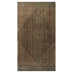 Doris Leslie Blau Malayer Antique Floral Cream Beige Carpet - c. 1920