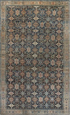 Doris Leslie Blau Malayer Antique Floral Warm Tan Rug - c. 1880 Herati Pattern