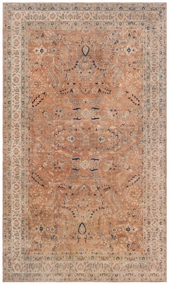 Doris Leslie Blau Meshad Antique Allover Floral In Warm Tan Carpet - c. 1900