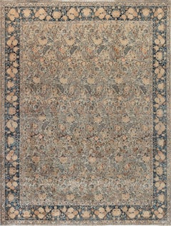Doris Leslie Blau Meshad Antique Allover Floral Soft Beige Rug - c. 1900