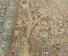 Doris Leslie Blau Meshad Antique Floral Allover Cream Beige Rug - c. 1900