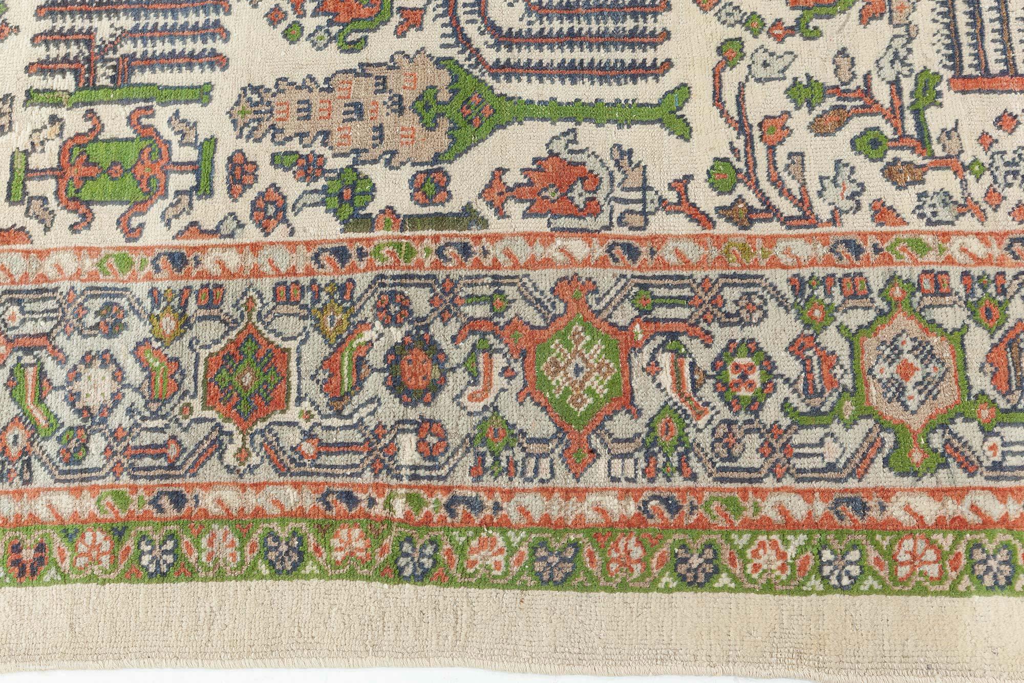 Wool Doris Leslie Blau Mid-20th Century Antique Persian Sultanabad Rug For Sale
