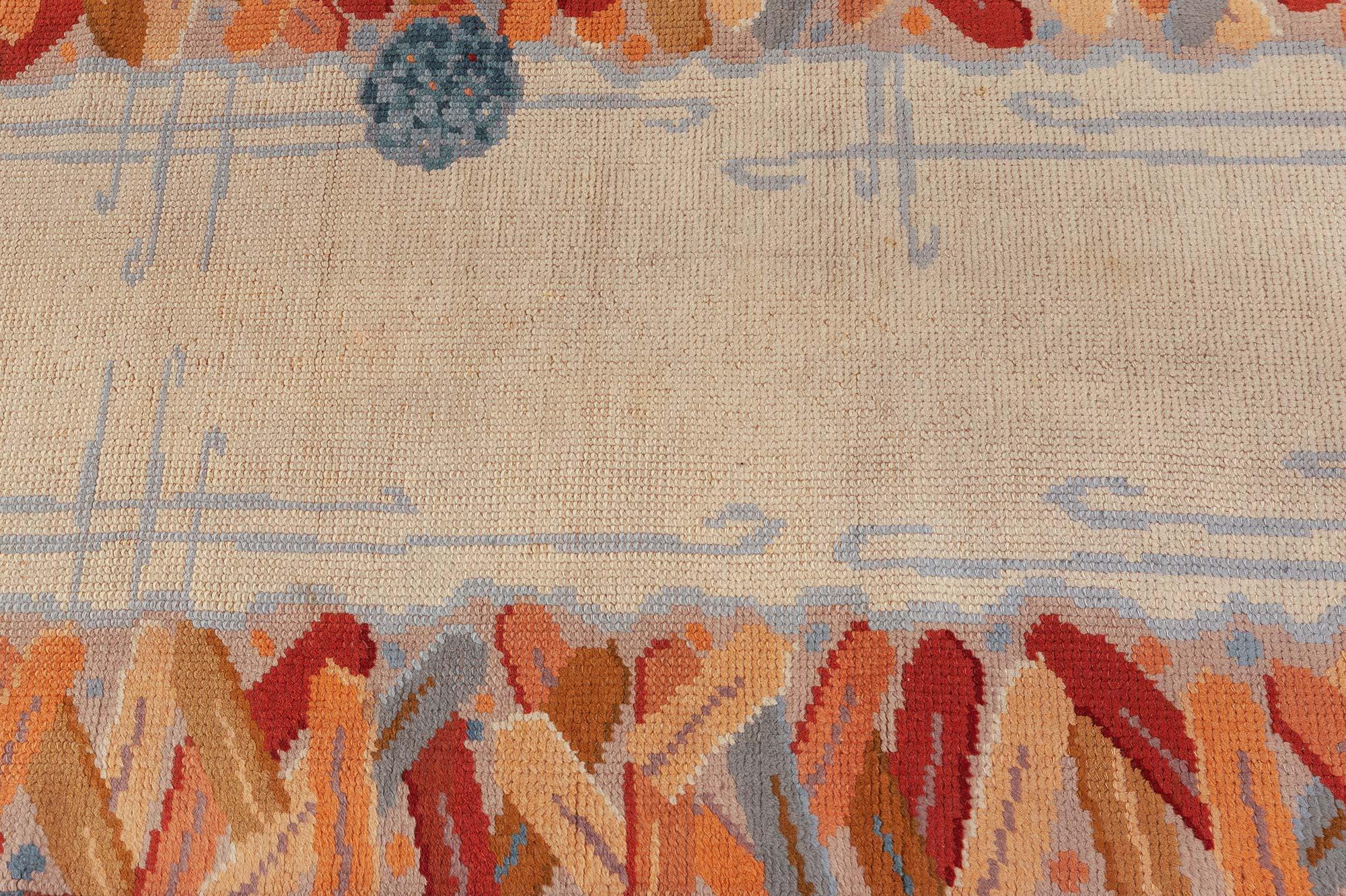 Hand-Woven Doris Leslie Blau Mid-20th century Art Deco Handmade Wool Rug For Sale