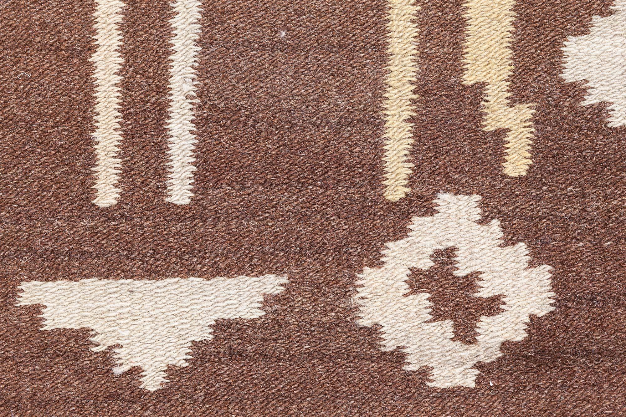 Doris Leslie Blau Mitte des 20. Jahrhunderts Finnisch Braun, Beige Wollteppich im Angebot 5