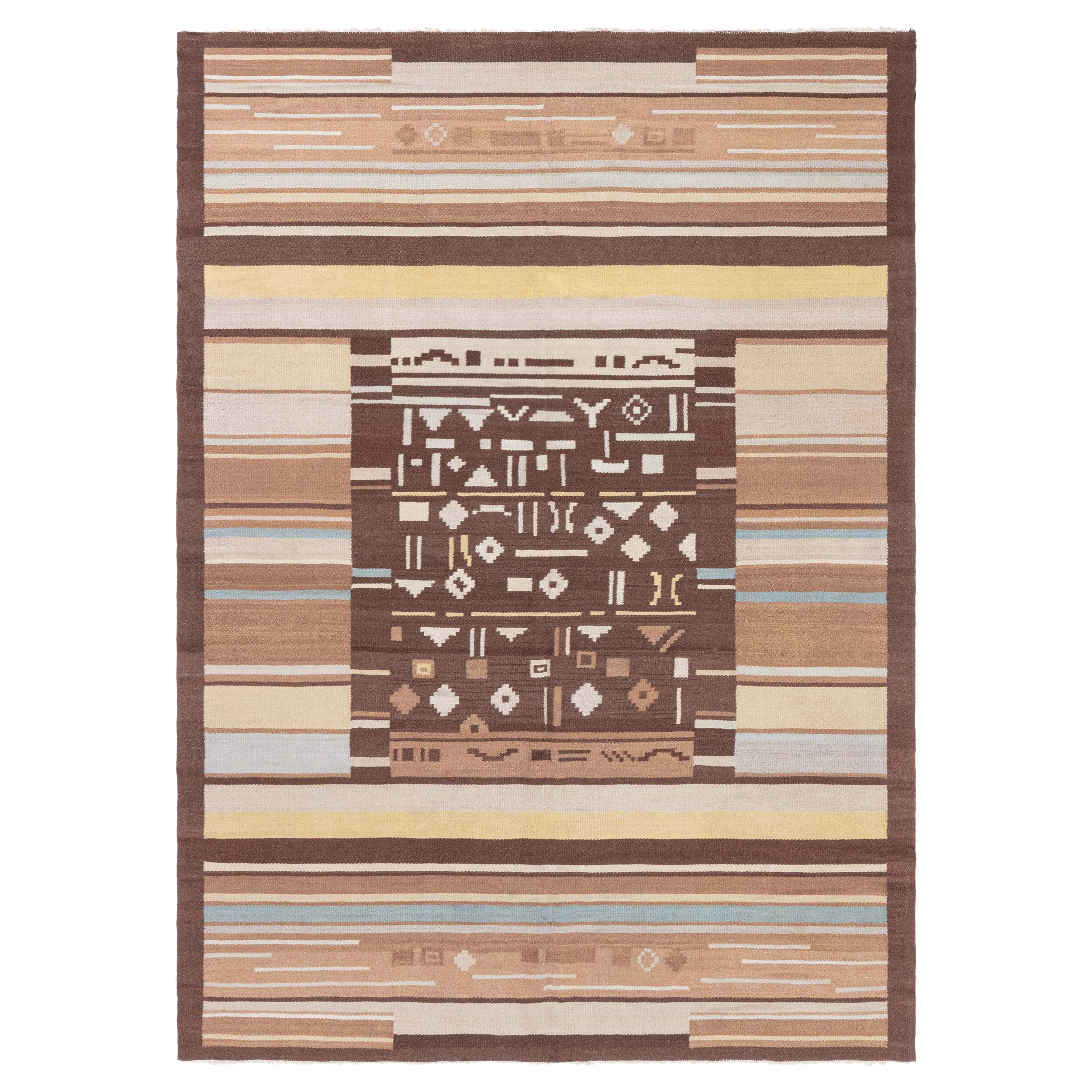 Doris Leslie Blau Mid-20th Century Finnish Brown, Beige Wool Rug