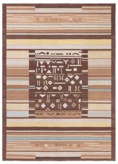 Doris Leslie Blau Mid-20th Century Finnish Brown, Beige Wool Rug