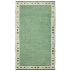 Doris Leslie Blau Alfombra verde sueca de tejido plano de mediados del siglo XX