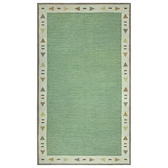 Doris Leslie Blau Tappeto svedese a tessitura piatta verde della metà del XX secolo